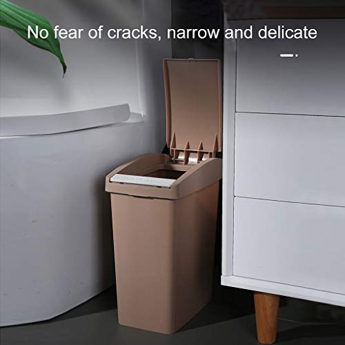 WXXGY Trash Can 10L Rectangular Touch Top Recycle Bin Recycling Waste Dustbin Kitchen Bathroom Rubbish Containers Home Office Bins/Brown