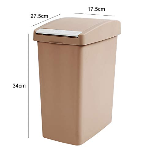 WXXGY Trash Can 10L Rectangular Touch Top Recycle Bin Recycling Waste Dustbin Kitchen Bathroom Rubbish Containers Home Office Bins/Brown