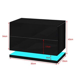 Nightstand with 2 Drawers,Nightstand with LED Lights Bedside Table Tall End Table Storage Cabinet for Bedroom Furniture (Black)