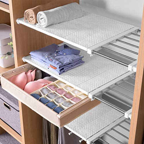 PATKAW Closet Shelf 1 Set Expandable Shelf Divider Separator Closet Tension Shelf Wardrobe Separator Racks for Closet, Wardrobe, Kitchen, Bookcase (3-90cm) Adjustable Locker Shelf