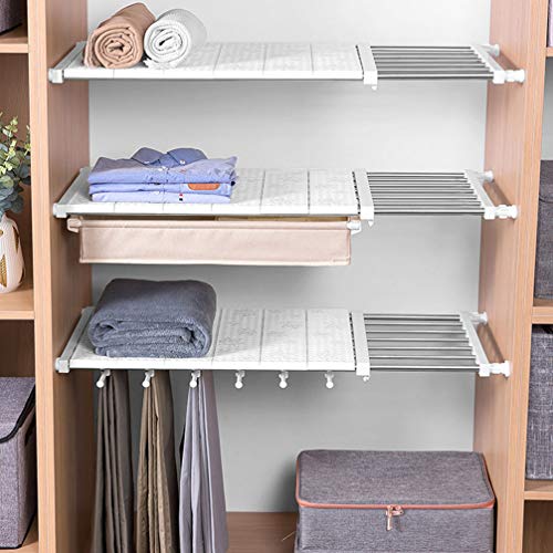 PATKAW Closet Shelf 1 Set Expandable Shelf Divider Separator Closet Tension Shelf Wardrobe Separator Racks for Closet, Wardrobe, Kitchen, Bookcase (3-90cm) Adjustable Locker Shelf