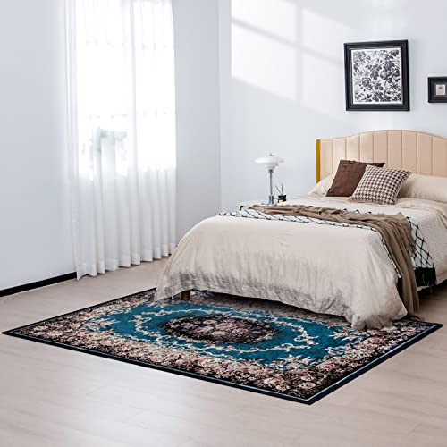 Giantex Area Rug, 5'4''x7'7'' Non-Shedding Easy to Clean Comfy Chic Vintage Floor Decoration Large Boho Area Carpet Rugs for Living Room, Bedroom, Dining Room, Dorm