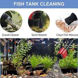 Aquarium Gravel Cleaner Siphon Kit, 6 in 1 Automatic Fish Tank Cleaning Tools Electric Removable Vacuum Water Changer for Changing Water/Removing Detritus/Washing Sands