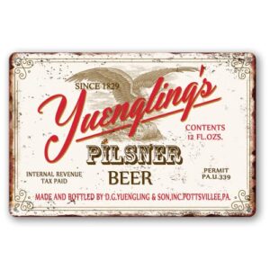 yuengling's pilsner beer vintage look reproduction metal tin sign 8x12 inches