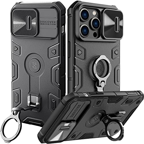 Nillkin for iPhone 14 Pro Max Case Stand, [Built in Kickstand & Slide Camera Cover] Military Grade Drop Protection Shockproof Hard PC Heavy Duty Bumper Phone Case for iPhone 14 Pro Max 6.7'' Black