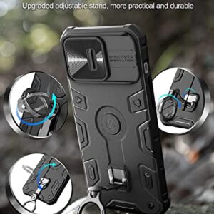 Nillkin for iPhone 14 Pro Max Case Stand, [Built in Kickstand & Slide Camera Cover] Military Grade Drop Protection Shockproof Hard PC Heavy Duty Bumper Phone Case for iPhone 14 Pro Max 6.7'' Black