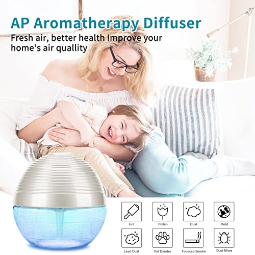 ap airpleasure Water-Based Purifier Air Washer, Revitalizer with 6 Colorful lights- Plus Lavender, Aqua Lily, Bulgarian Rose, English Violet, Jasmine & Camellia, Water Hyacinth, 15ml Each