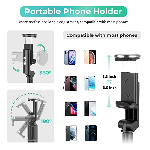 Torjim 60” Phone Tripod & Selfie Stick, All in One Extendable Cell Phone Tripod with Remote Shutter for Live Streaming/Video Recording/Photo, Upgraded iPhone Tripod Stand Compatible with iOS/Android