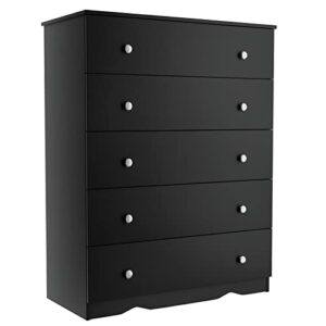jummico drawer wooden dresser, 5 drawer dresser for closet bedroom, modern wooden storage drawer for nursery living room and hallway dressers & chests of drawers (black)