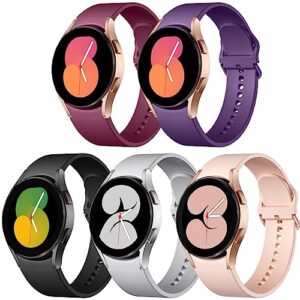 lerobo 5 pack no gap bands compatible with galaxy watch 6/5/4 band/watch 5 pro band/galaxy watch 4 band,20mm soft silicone sport strap for samsung watch 5&4 bands/watch 4 classic bands women men