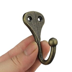 4Pcs Rustic Coat Hooks Single Prong Hanger Wall Vintage Hooks Zinc Alloy Hooks Curtain Tieback Hooks Bedroom Clothes Hooks with Screws for Key Towel Scarf Bag Bronze