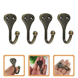 4Pcs Rustic Coat Hooks Single Prong Hanger Wall Vintage Hooks Zinc Alloy Hooks Curtain Tieback Hooks Bedroom Clothes Hooks with Screws for Key Towel Scarf Bag Bronze