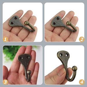 4Pcs Rustic Coat Hooks Single Prong Hanger Wall Vintage Hooks Zinc Alloy Hooks Curtain Tieback Hooks Bedroom Clothes Hooks with Screws for Key Towel Scarf Bag Bronze