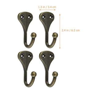 4Pcs Rustic Coat Hooks Single Prong Hanger Wall Vintage Hooks Zinc Alloy Hooks Curtain Tieback Hooks Bedroom Clothes Hooks with Screws for Key Towel Scarf Bag Bronze