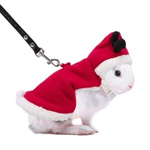 mogoko christmas rabbit harness with leash, cute dress christmas costumes and lead set for rabbit ferret guinea pig kitten small animals