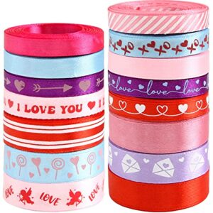 valentine heart ribbons for gifts wrapping 15 rolls love heart ribbons for craft valentines diy craft decoration party favors supplies