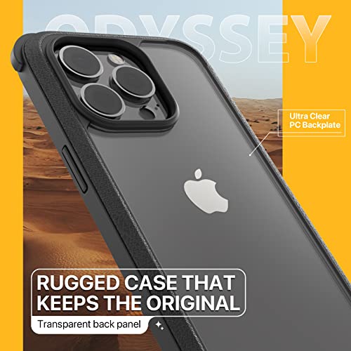 MAGEASY Protective iPhone 14 Pro Max Case with Strap 6.7" - 16ft Drop Tested Protective iPhone 14 Pro Max Case with Crossbody Lanyard - Odyssey+ (6.7", 3 Lens) (Metal Frame, Mystery Black)