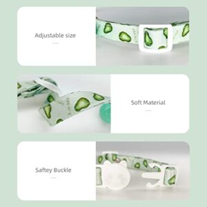 Tyeoo Cat Collars Breakaway with Bell - 2 Pack Cat Safety Collars for Boys & Girls Cats- Safety Buckle Kitten Collar Avocado Cherry Fruit Style Kitty Collars (Green & Cherry)