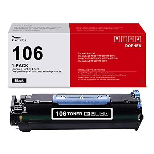 106 Toner Cartridge Black (‎0264B001AA): DOPHEN 1 Pack Compatible 106 Toner Replacement for Canon imageCLASS MF6540 MF6590 MF6595 MF6595CX MF6530 MF6550 MF6560 6580 Printer,106 Ink Cartridge