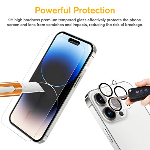 Hocents. [2+2 Pack] Tempered Glass Screen Protector Compatible with iPhone 14 Pro 6.1 inch with Camera Lens Protector [Auto-Alignment Tool] [EZ Kit] [Anti-Scratch] [Case Friendly] [HD Clear]