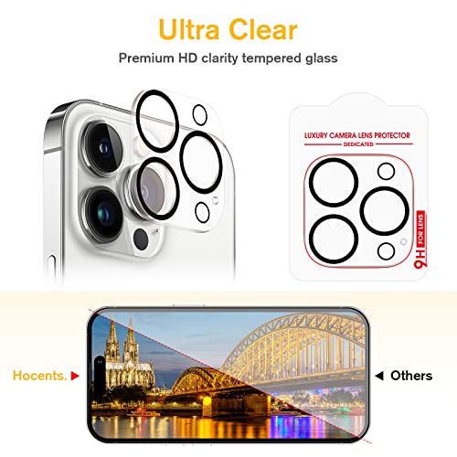 Hocents. [2+2 Pack] Tempered Glass Screen Protector Compatible with iPhone 14 Pro 6.1 inch with Camera Lens Protector [Auto-Alignment Tool] [EZ Kit] [Anti-Scratch] [Case Friendly] [HD Clear]