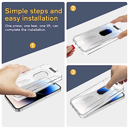 Hocents. [2+2 Pack] Tempered Glass Screen Protector Compatible with iPhone 14 Pro 6.1 inch with Camera Lens Protector [Auto-Alignment Tool] [EZ Kit] [Anti-Scratch] [Case Friendly] [HD Clear]