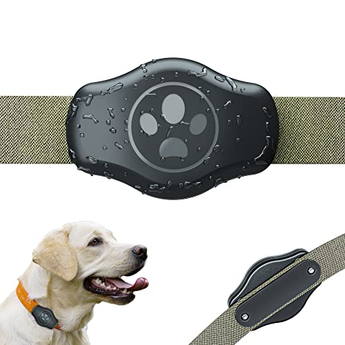 Dovick-Waterproof Airtag Dog Collar Holder Mount, Screw Case Fits All Width Air Tag Cat Pet Collar Leash Belt Black 1 Pack