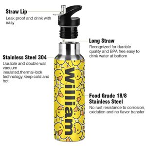 Rubber Duck Custom Insulated Water Bottle with Straw Lid Stainless Steel Personalized Vacuum Bottles with Handle for Hiking Camping 20 oz BAP-Free