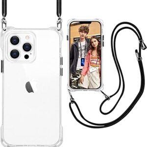 ZHIYIWU Compatible with iPhone 14 Pro Max Case Clear Shockproof Strap Shoulder Strap Crossbody TPU iPhone14 ProMax Clear Case Adjustable Neck Lanyard Protector iPhone14 ProMax Case-Clear