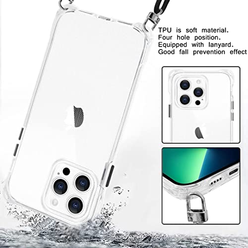 ZHIYIWU Compatible with iPhone 14 Pro Max Case Clear Shockproof Strap Shoulder Strap Crossbody TPU iPhone14 ProMax Clear Case Adjustable Neck Lanyard Protector iPhone14 ProMax Case-Clear