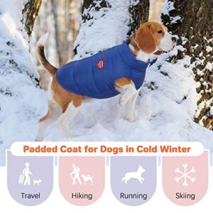 Kuoser Dog Winter Coat Padded Vest, Windproof Dogs Puffer Jacket, Warm Soft Puppy Cold Weather Clothes Doggie Insulated Outwear, Lightweight Pet Winter Outdoor Costume for Small Medium Dogs, XS-XL