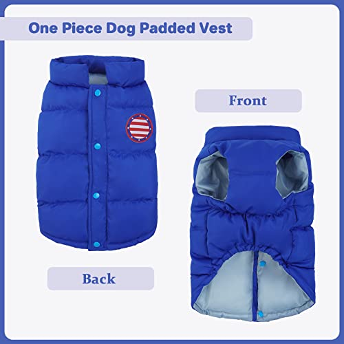 Kuoser Dog Winter Coat Padded Vest, Windproof Dogs Puffer Jacket, Warm Soft Puppy Cold Weather Clothes Doggie Insulated Outwear, Lightweight Pet Winter Outdoor Costume for Small Medium Dogs, XS-XL