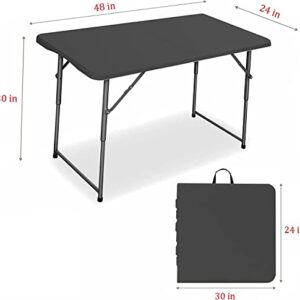 NIUTA 4FT Fold-in-Half Table, Portable Folding Table, Black