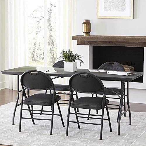 NIUTA 4FT Fold-in-Half Table, Portable Folding Table, Black