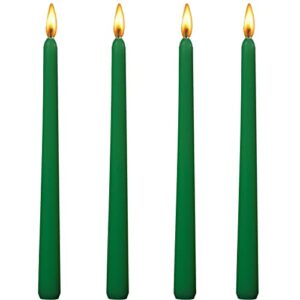 10 inch green taper candles-set of 4 taper candles -dripless and smokeless,tall candlesticks, home dinner, party, wedding, halloween, churches,christmas candles(10 inch, green)