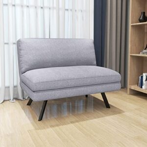 vanciki convertible sofa bed twin living room couch futon chair adjustable backrest foldable floor sleeper for small room, apartment, guest room, gray
