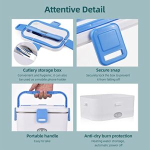 Ailgely Electric Lunch Box Food Heater,2 in 1 Food Warmer Heated Lunch Box,1.8L Removable Stainless Steel Container,110V 12V-24V 60W,Leak-proof,with Bag, Spoon, Fork for Car Truck Home