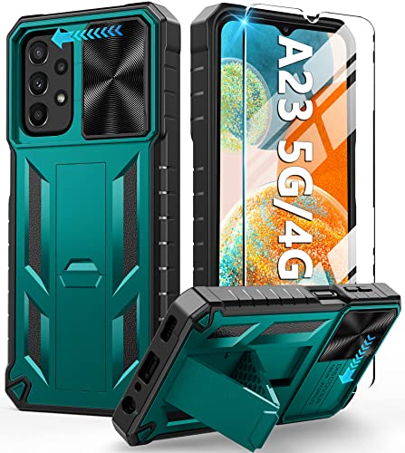 FNTCASE for Galaxy A23 5G|4G Case: Samsung A23 Case Military Drop Protective Heavy Duty Protection Cell Phone Cover with Kickstand | Shockproof Rugged TPU Matte Textured Tough Hybrid Bumper - 6.6inch