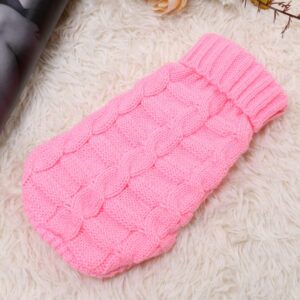 Set of 2 Dog Sweater for Small Dogs, Winter Turtleneck Knitted Chihuahua Sweater, Girl Clothes, Red Cute Pet Knitwear Sweaters Soft Puppy Cold Weather Outfits Doggie Cat Clothing (Medium), Pink+Green