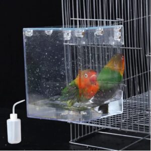 bath cage, cleaning pet supplies cockatiel bird bathtub with water injector for small and medium birds parrots spacious parakeets portable shower for square birdcage
