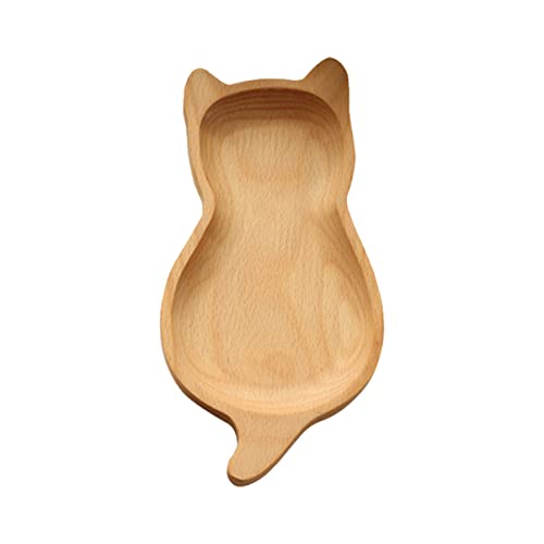 BESTonZON Japan Candy Wood Cat Plate, wood serving platters cat shaped tray japanese wood plate Cat Shaped Serving Vintage Tray