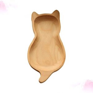 BESTonZON Japan Candy Wood Cat Plate, wood serving platters cat shaped tray japanese wood plate Cat Shaped Serving Vintage Tray