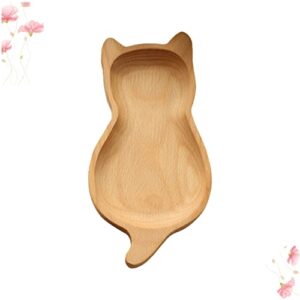 BESTonZON Japan Candy Wood Cat Plate, wood serving platters cat shaped tray japanese wood plate Cat Shaped Serving Vintage Tray