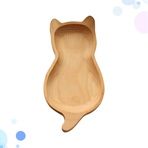 BESTonZON Japan Candy Wood Cat Plate, wood serving platters cat shaped tray japanese wood plate Cat Shaped Serving Vintage Tray