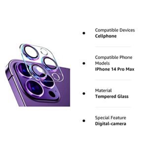 Actgan for iPhone 14 Pro and iPhone 14 Pro Max Camera Lens Protector Aluminum Alloy Plus Acrylic + 9H Tempered Glass Camera Screen Full Coverage Accessories Case Friendly Cover Colorful