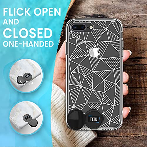 TLTD Premium Finger Grip Holder with 360°Rotation Pop Out Silicone Cushion Finger Grip for iPhone Smartphones with Secure Stick More Comfortable Than Ring or Collapsible Strap Clear with Black
