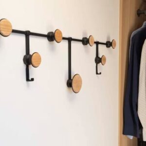 TidyHangers Clothes Hooks for Wall Indoor Coat Rack Hanger Creative Pack. Wall Hooks for Clothes & Knobs with Hanger in Oak. Hall Tree for Doorways, Hallways.