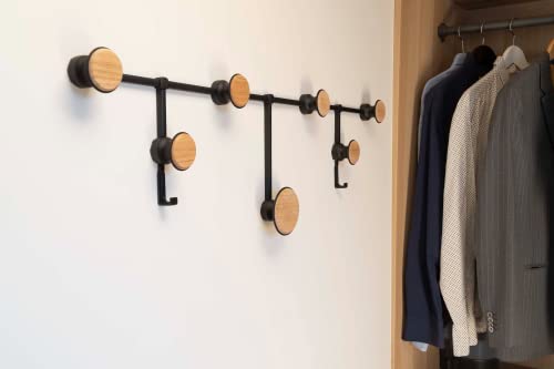 TidyHangers Clothes Hooks for Wall Indoor Coat Rack Hanger Creative Pack. Wall Hooks for Clothes & Knobs with Hanger in Oak. Hall Tree for Doorways, Hallways.