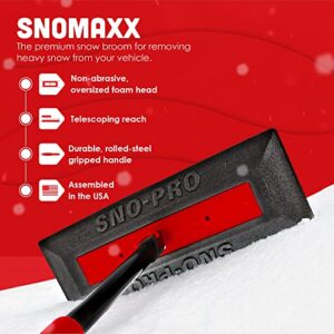 SNOBRUM SnoMAXX, Premium Snow Remover for Cars, Trucks and Larger Vehicles - 40-72 Inch Telescoping Handle, No-Scratch Foam Head - Comfortable Handle to Push Snow Away Easily