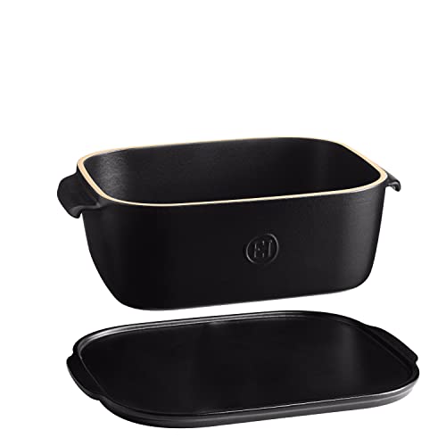 Emile Henry, Black Cheese Storage Box/Serving Platter, 12 x 8 x 4.4in